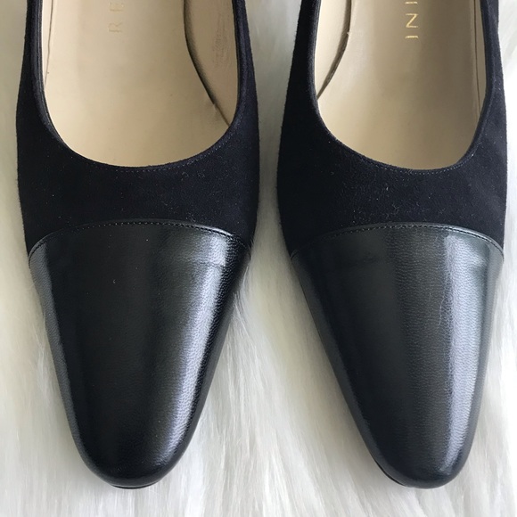 Rene Mancini Black Leather and Suede Pumps - Picture 3 of 8
